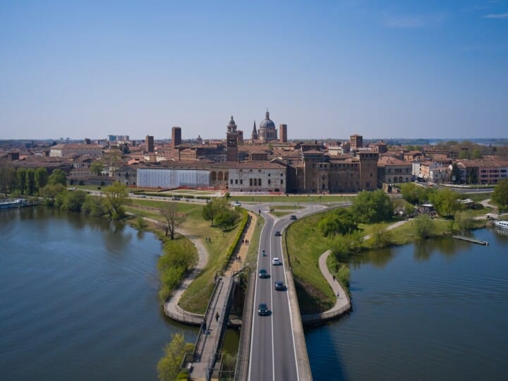 Aerial,Panoramic,View,At,The,City,Of,Mantova,(mantua),With
